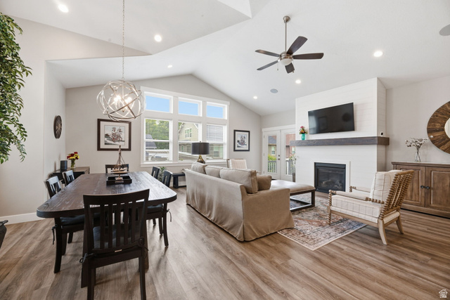 2109 Sunflower Lane Mapleton, UT 84664 - Photo 23 of 43 Gourmet Kitchen Opens Seamlessly into the Great Room w/Fireplace &Plenty of Dining Space! Entrance to the Covered Deck and Backyard