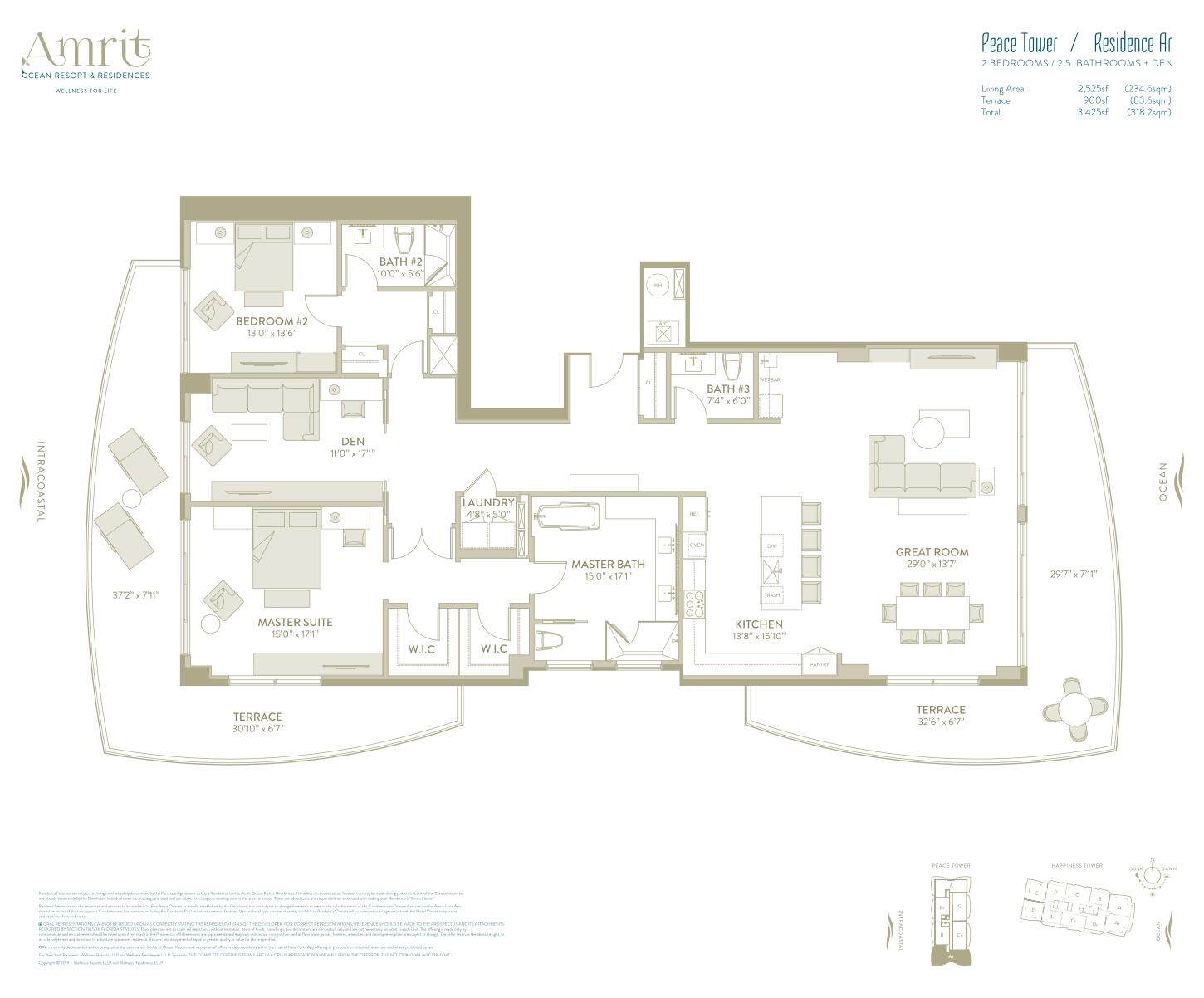 3100 North Ocean Drive, Unit P905 Singer Island, FL 33404 - Photo 22 of 42 a picture of a floor plan