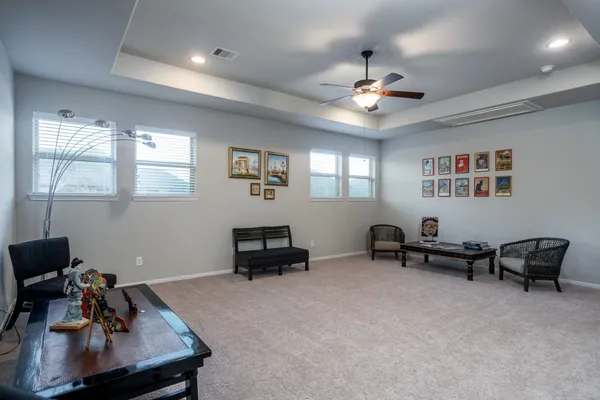 a living room with furniture