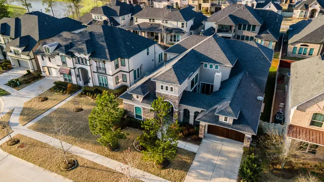 an aerial view of a house