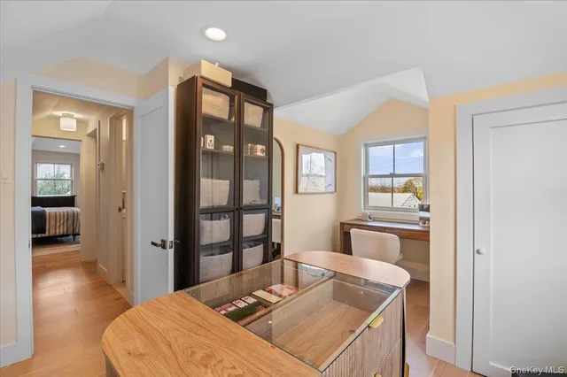 a living room with a couch and a table