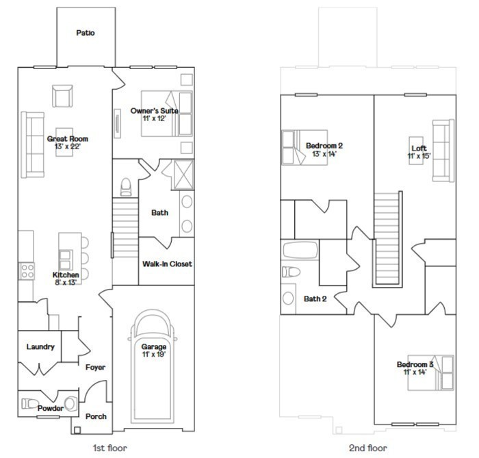 421 Alcott Way Spring Hill, TN 37174 - Photo 3 of 17 Illustration of the floorplan for the Ranier, for representation, details may vary. It's even better in person! Give me a call to walk through the home.