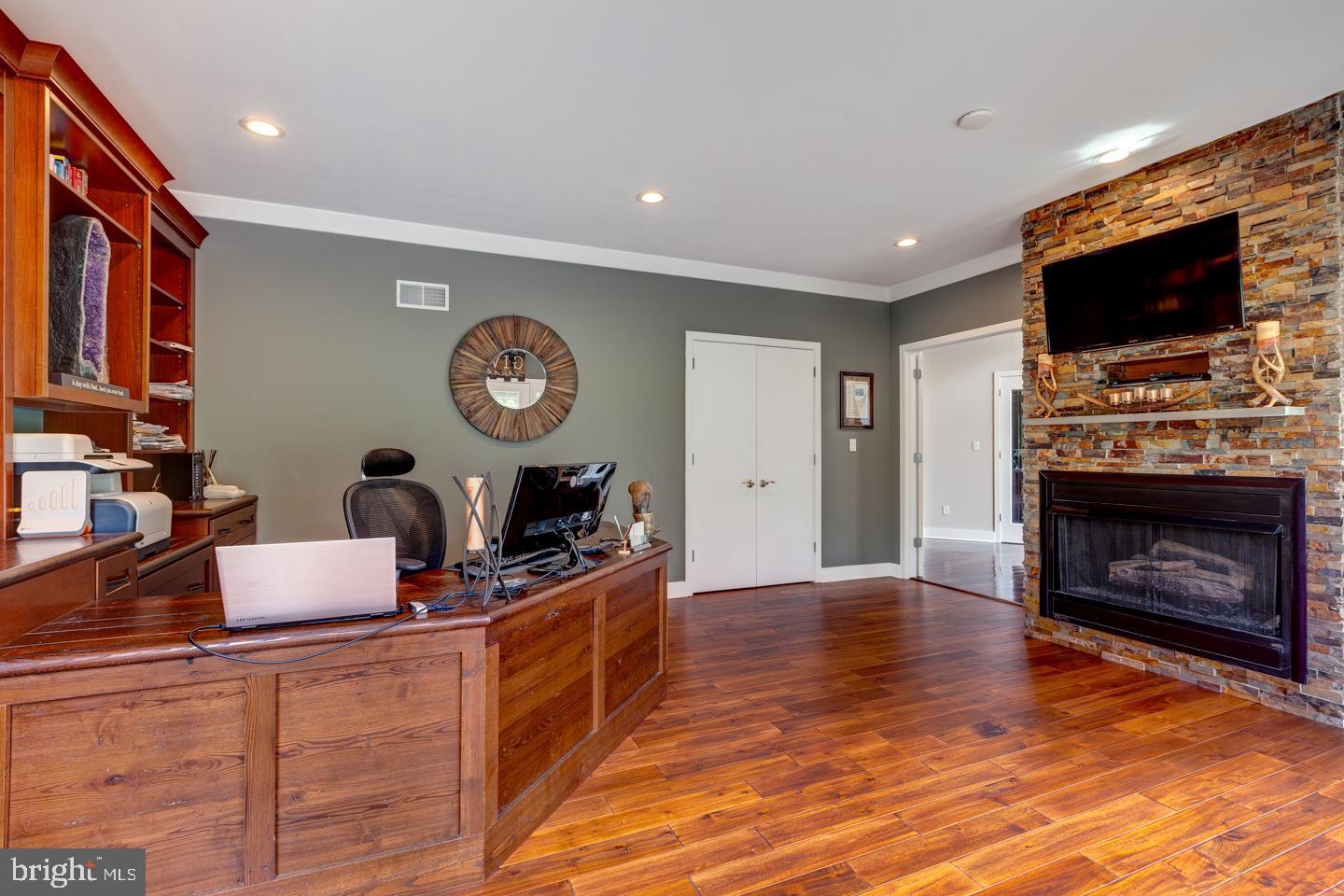 Office with Gas Fireplace
