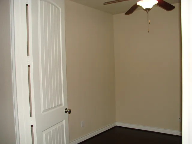 a small space with a fan