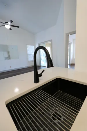 a close view of a sink and tap