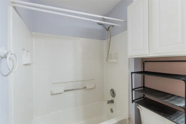 a bathroom with a bathtub