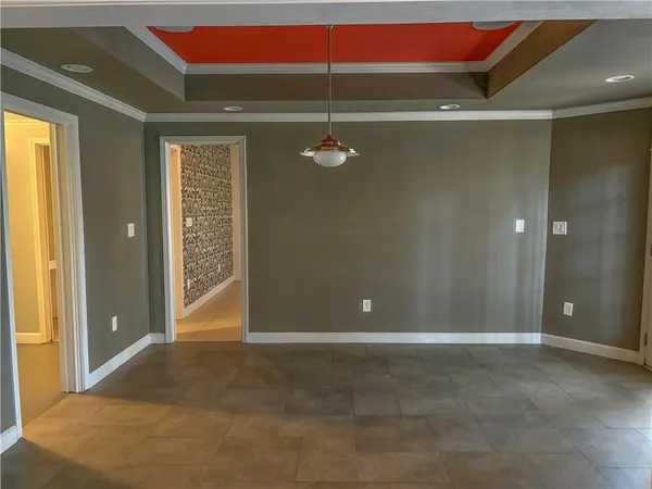 a view of a room with shelves