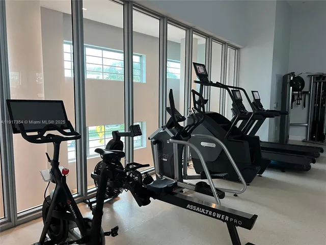 a view of a room with gym equipment