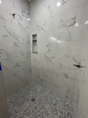 a bathroom with a shower