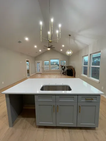 a view of a room with shelves