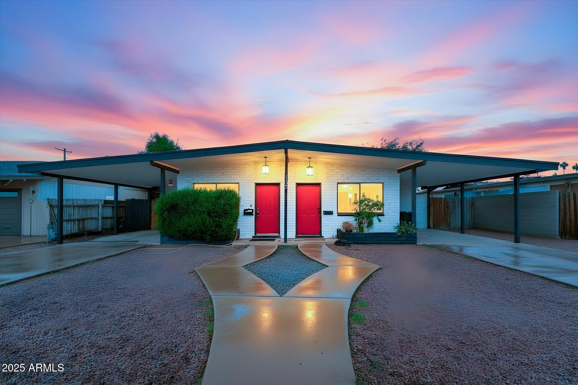 a view of a house with a patio