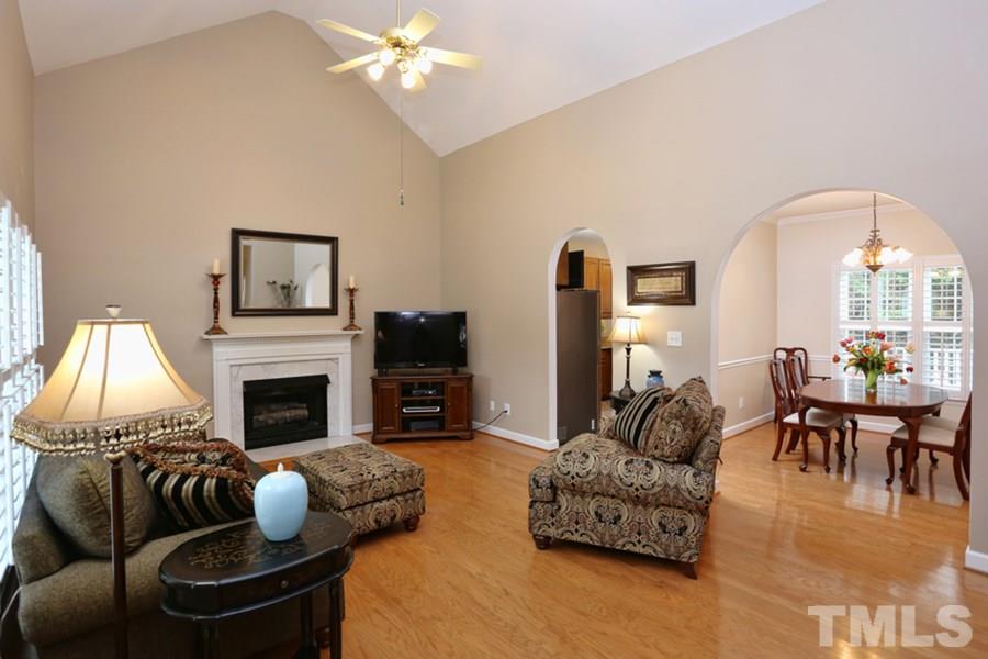 5900 Canewood Place Raleigh, NC 27612 - Photo 4 of 20 Volume Ceilings and hardwood floors and fireplace...what more could one ask for!