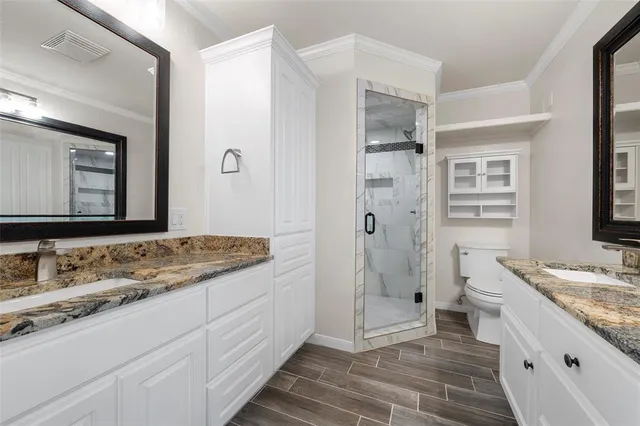 a bathroom with a granite countertop sink mirror and double
