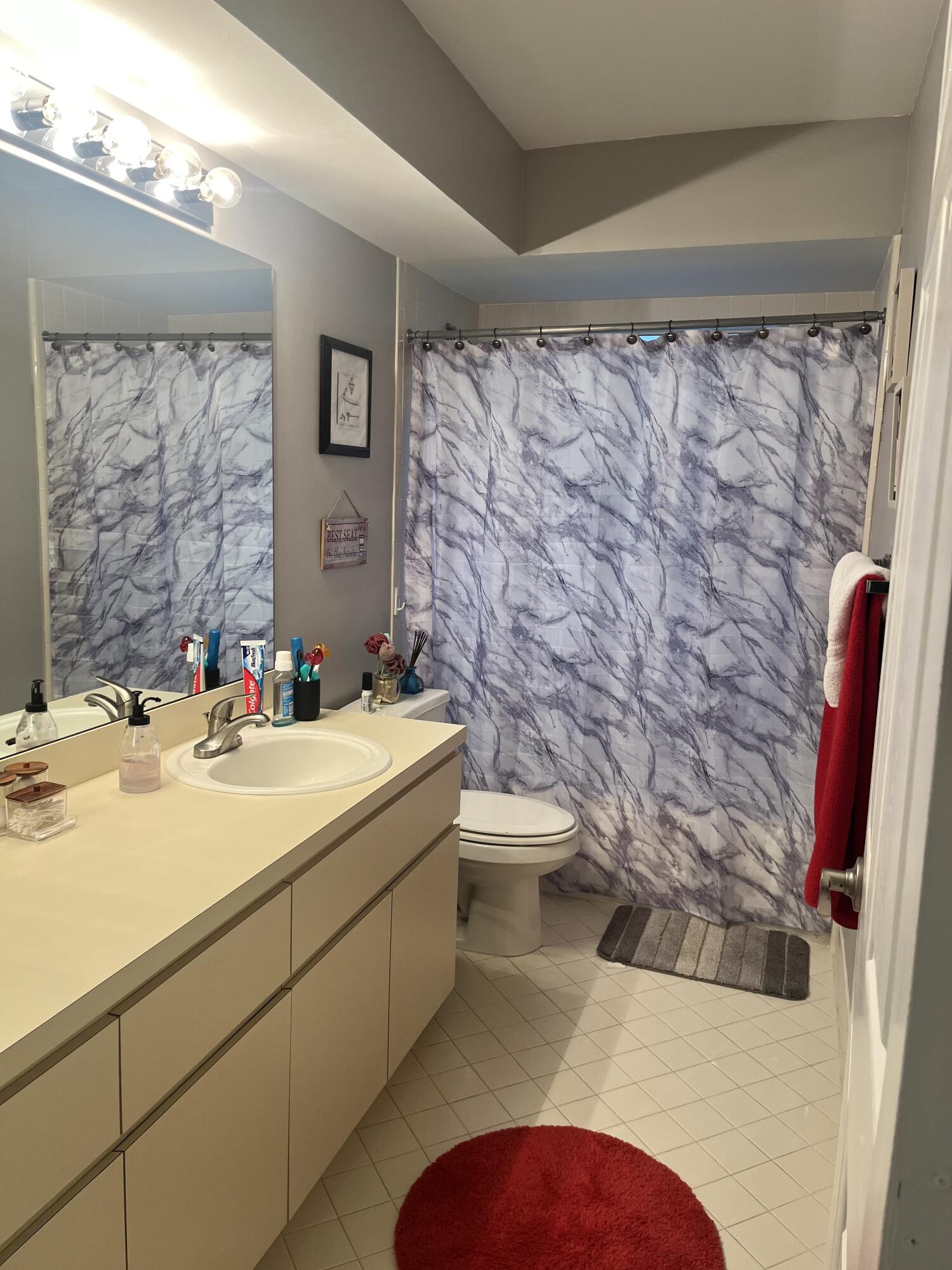 3502 Ridge Tree Court, Unit E Greenacres, FL 33463 - Photo 10 of 17 a bathroom with a sink toilet and shower