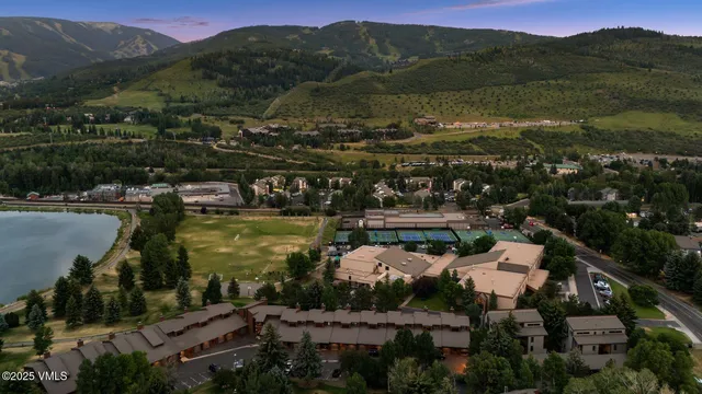 a view of a city and lake