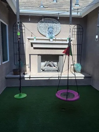 a view of a fireplace in a room