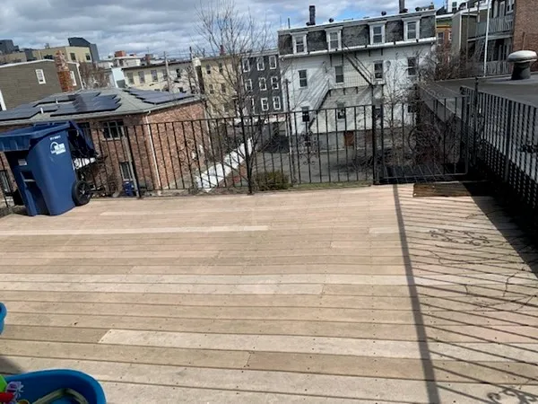 a view of a terrace with sky view