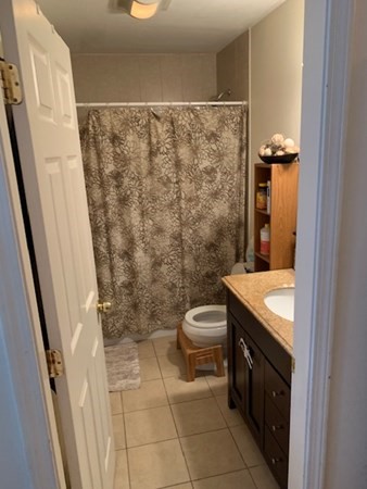 328 Sumner Street, Unit 2 Boston, MA 02128 - Photo 5 of 15 a bathroom with a granite countertop shower a toilet and a sink
