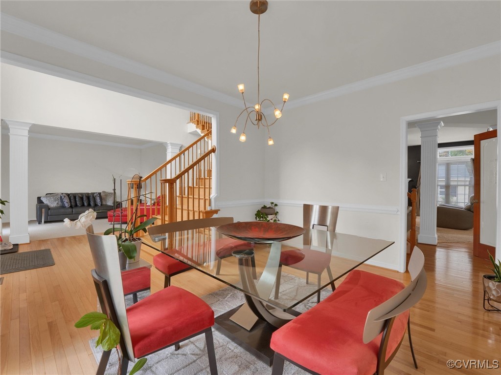 5512 Garden Grove Road Chesterfield, VA 23832 - Photo 16 of 48 Dining room featuring a chandelier, light hardwood