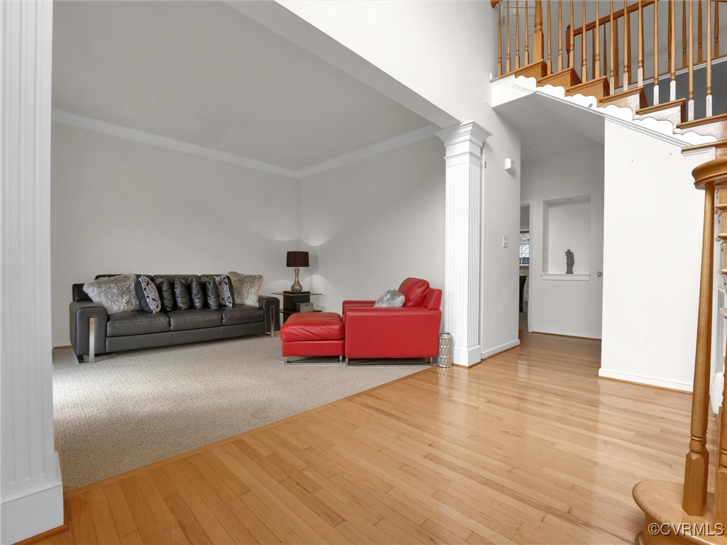 5512 Garden Grove Road Chesterfield, VA 23832 - Photo 21 of 48 Living room featuring a high ceiling, decorative c