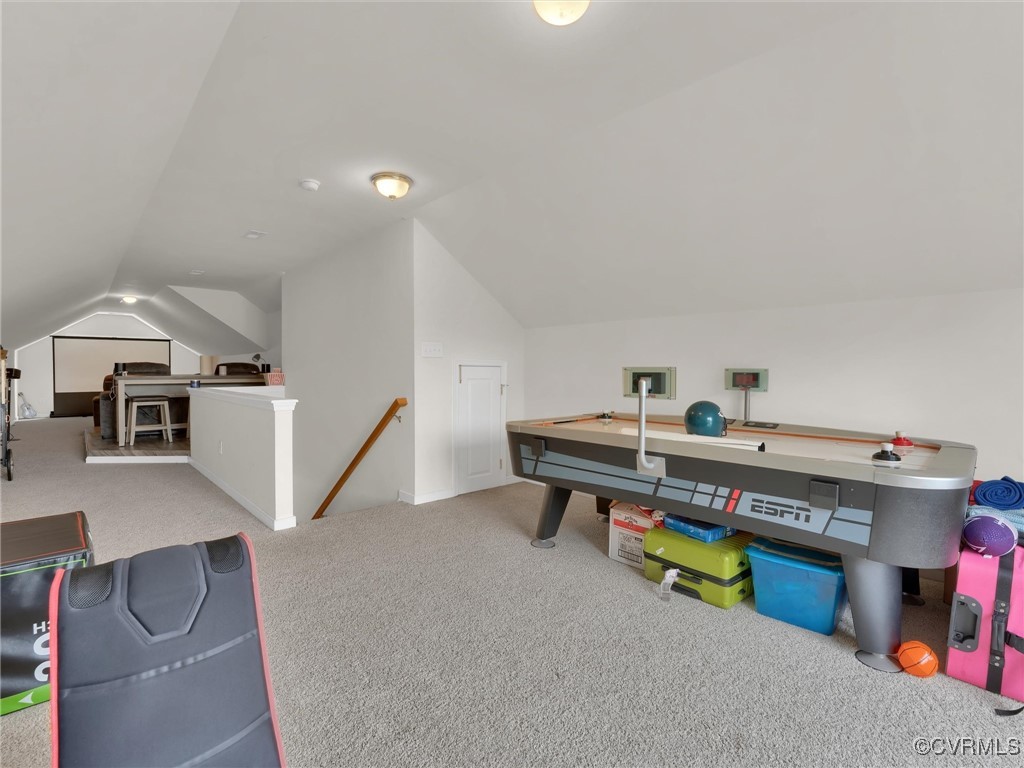 5512 Garden Grove Road Chesterfield, VA 23832 - Photo 44 of 48 Rec room with vaulted ceiling and carpet floors