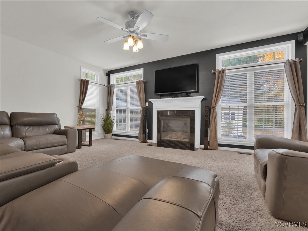 5512 Garden Grove Road Chesterfield, VA 23832 - Photo 10 of 48 Living room with carpet, ceiling fan, and plenty o