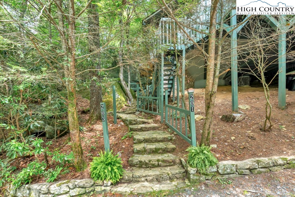 a view of a pathway of building