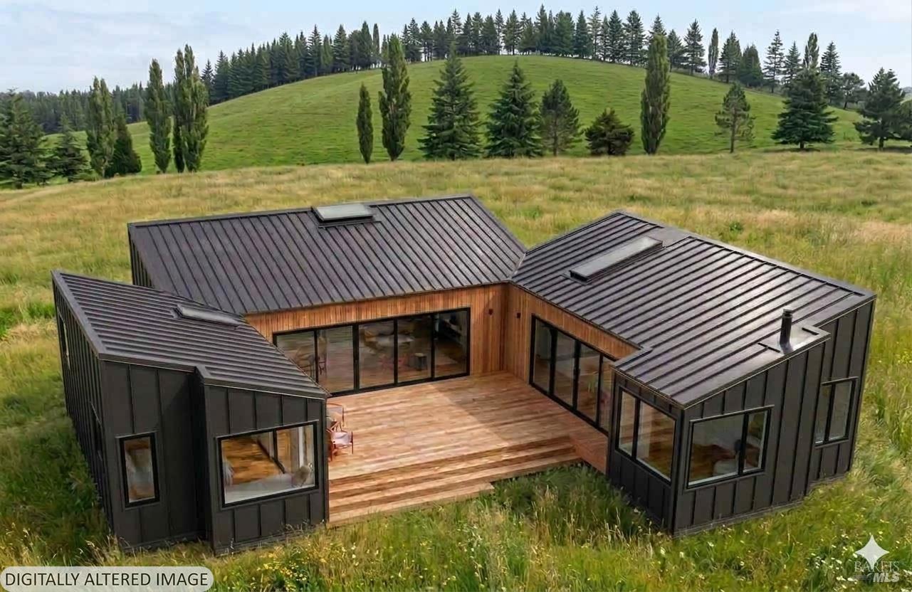 Owners AI interpretation of the house design set in a green landscape. The landscape is NOT identical to the location of the lot.