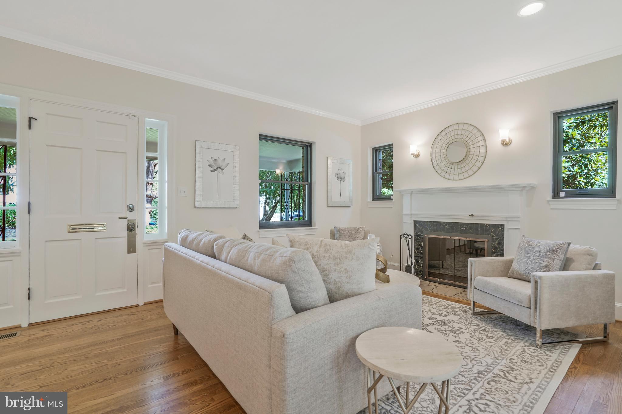 3408 North Glebe Road Arlington, VA 22207 - Photo 5 of 51 Living room with woodburning fireplace