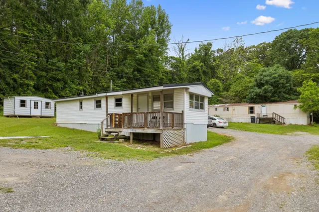 a view of a city with mountains in the background