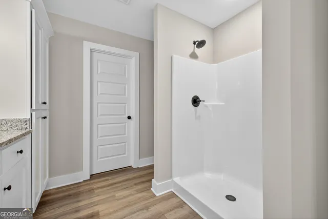 a bathroom with a shower