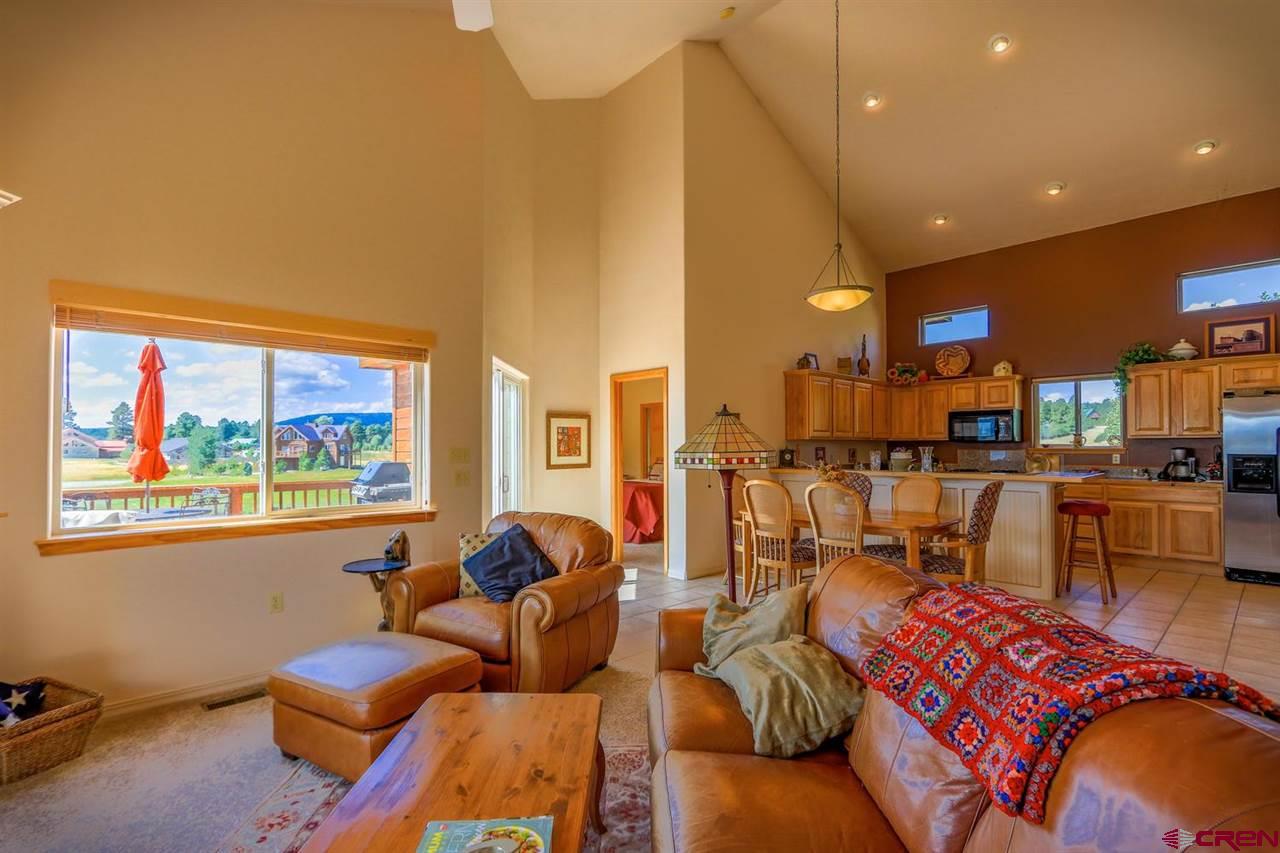75 Pebble Circle Pagosa Springs, CO 81147 - Photo 7 of 30 a living room with furniture a rug and kitchen view