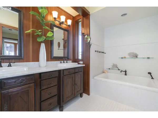 a bathroom with a tub