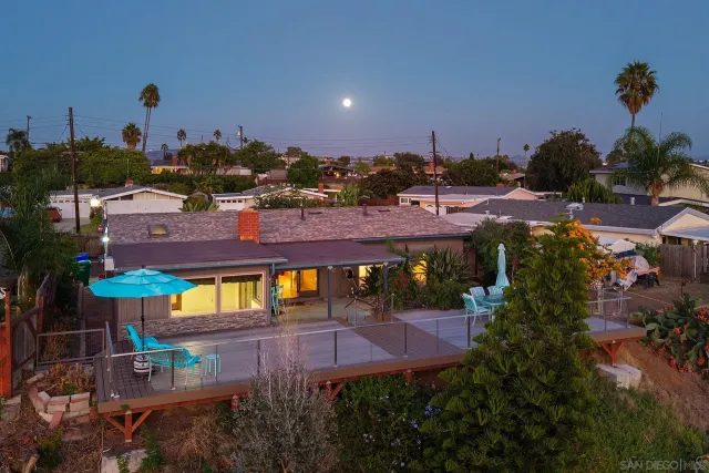 an aerial view of multiple houses with yard