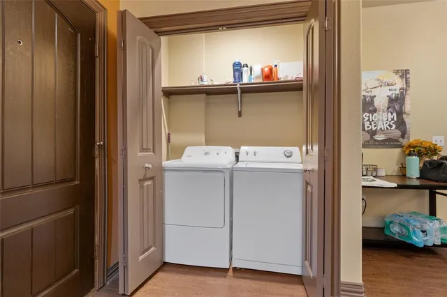a utility room with a washer and dryer