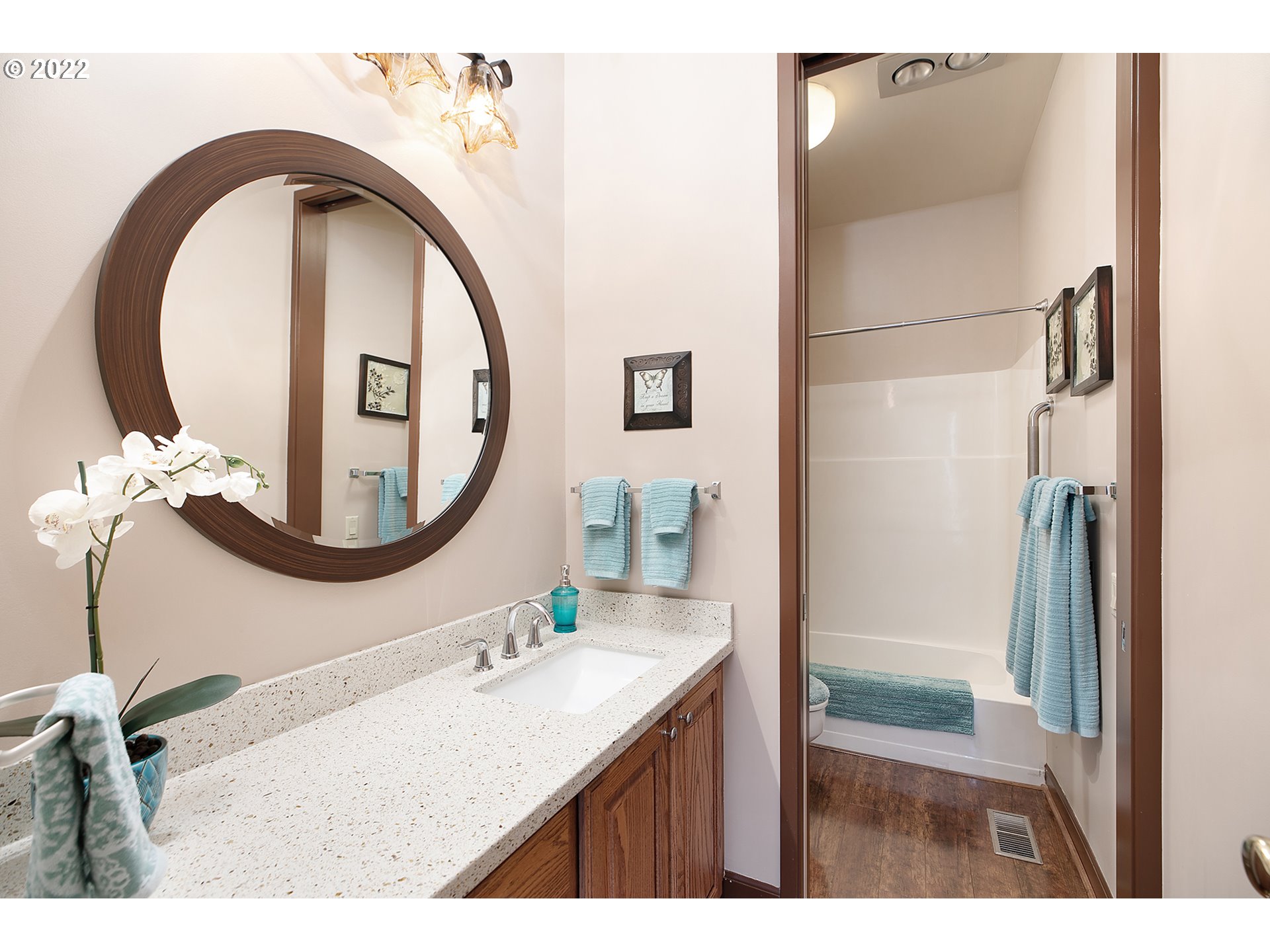 32221 Southwest Boones Bend Road Wilsonville, OR 97070 - Photo 28 of 32 a bathroom with a sink and a mirror