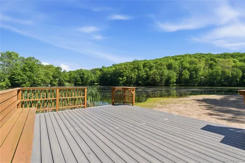 a view of a lake from a yard