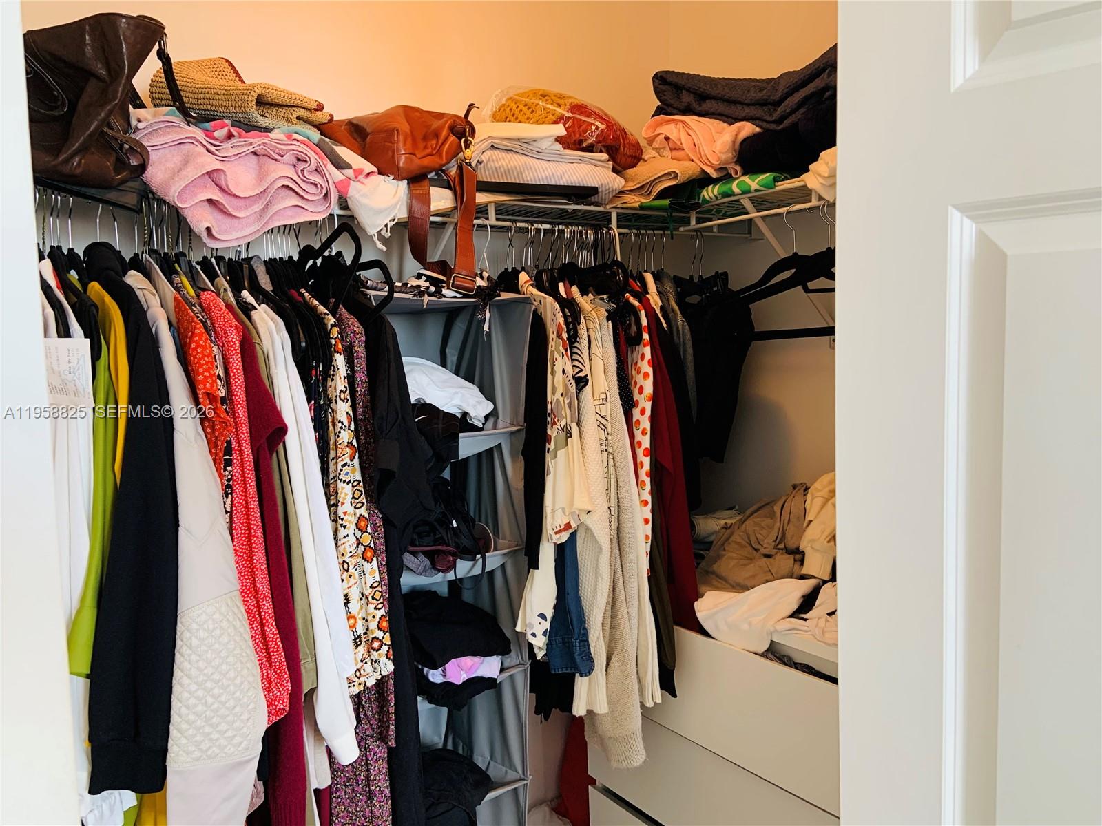 8395 Southwest 73rd Avenue, Unit 704 Miami, FL 33143 - Photo 30 of 47 a view of walk in closet with clothes and shoes
