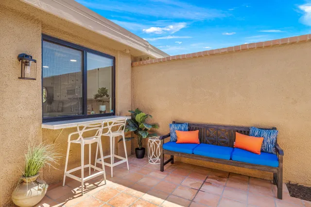 a outdoor living space with furniture