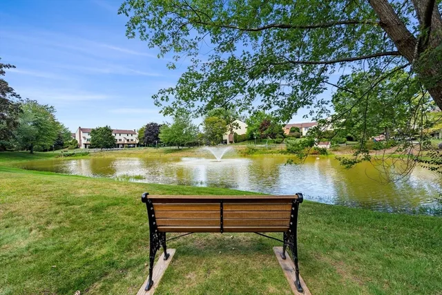 a view of a lake with a bench and lake view