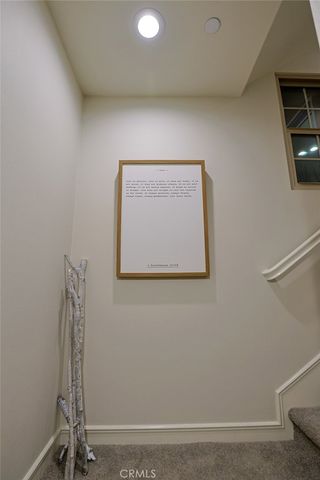 a blue and white sitting area with in front of it