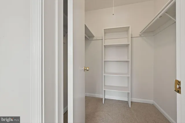 a view of an empty walk in closet
