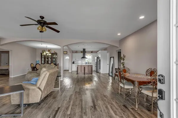 a living room with furniture