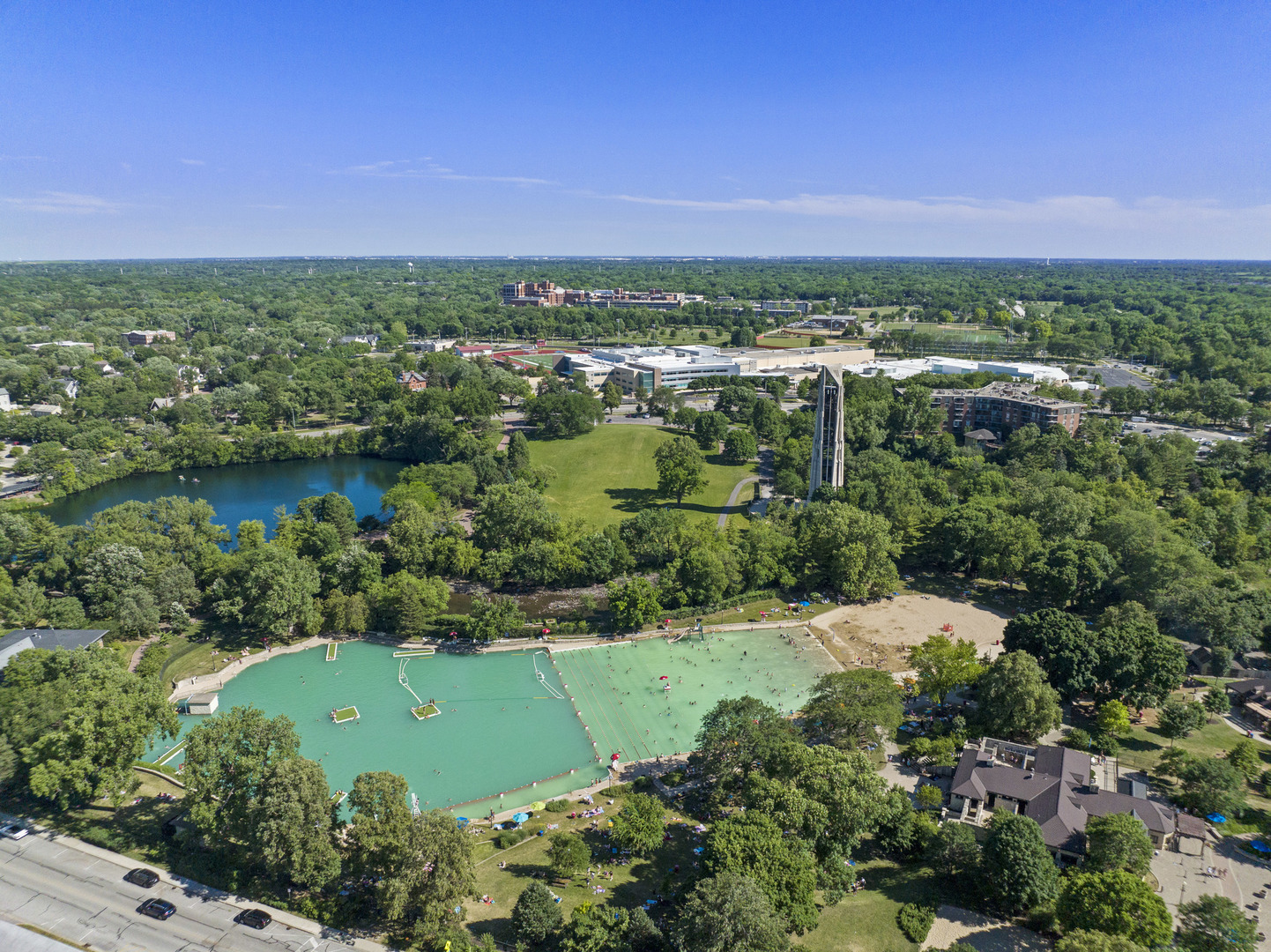 110 South Washington Street, Unit 400 Naperville, IL 60540 - Photo 46 of 54 an aerial view of a city with lots of residential buildings