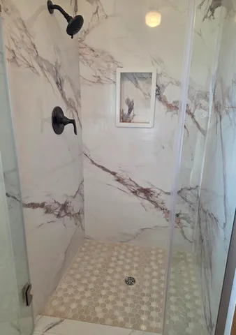 a bathroom with a shower