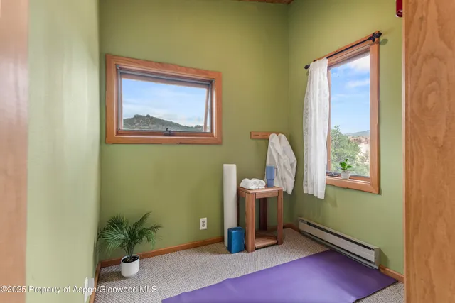 a view of a room with window and flowerpot