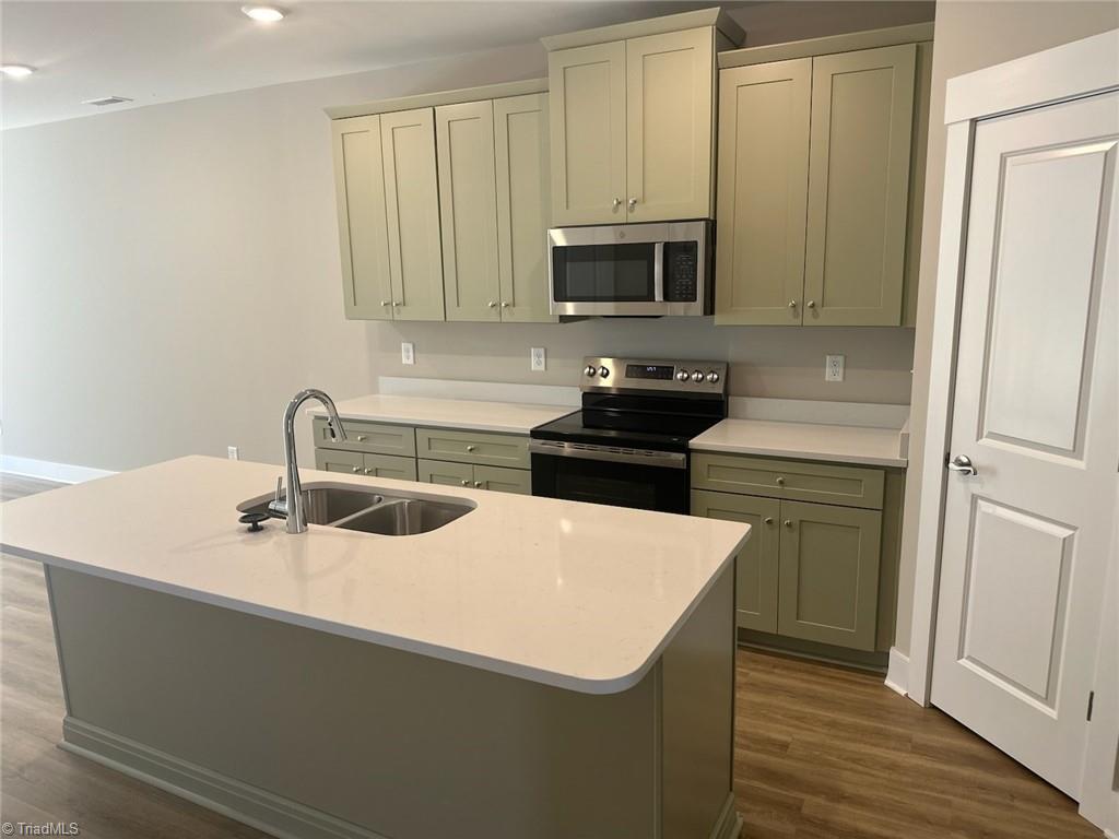 7329 Dew Sharpe Road Gibsonville, NC 27249 - Photo 4 of 15 new green cabinets with white quartz counters