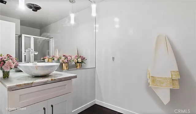a view of balcony with a potted plant