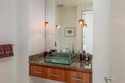 a view of a room with racks on the wall