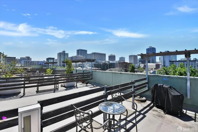 a view of city and patio